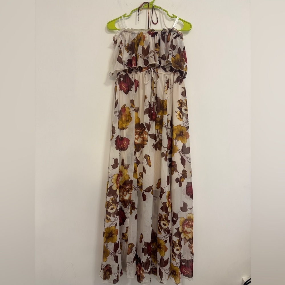 Sweet Storm Floral Maternity Maxi Dress - White, Yellow, Red